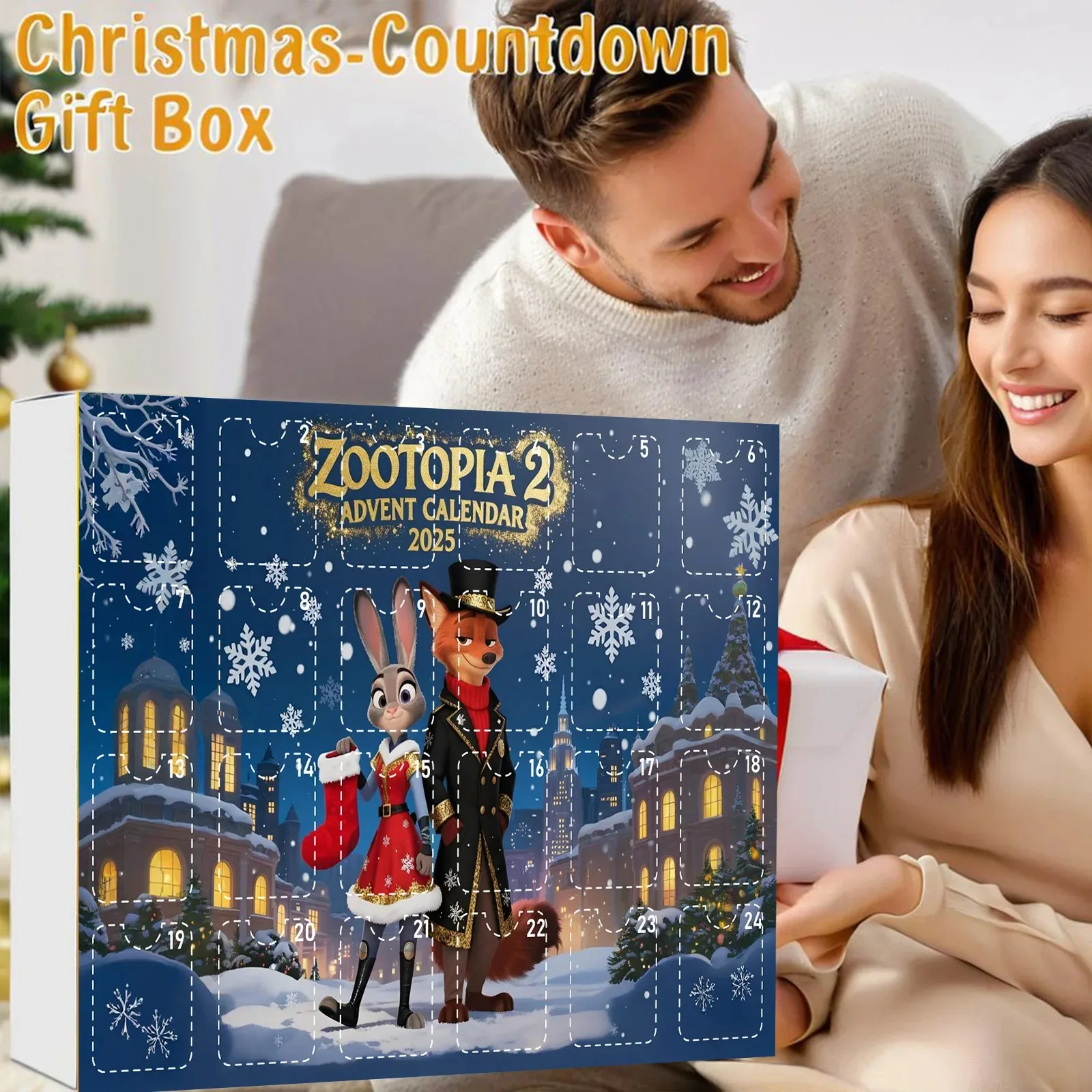 

Zootopia 2 Адвент-календарь Аниме 2d плоский 24-дневный календарь обратного отсчета кулон коробка-сюрприз мультфильм Рождество загадочная коробка подарки