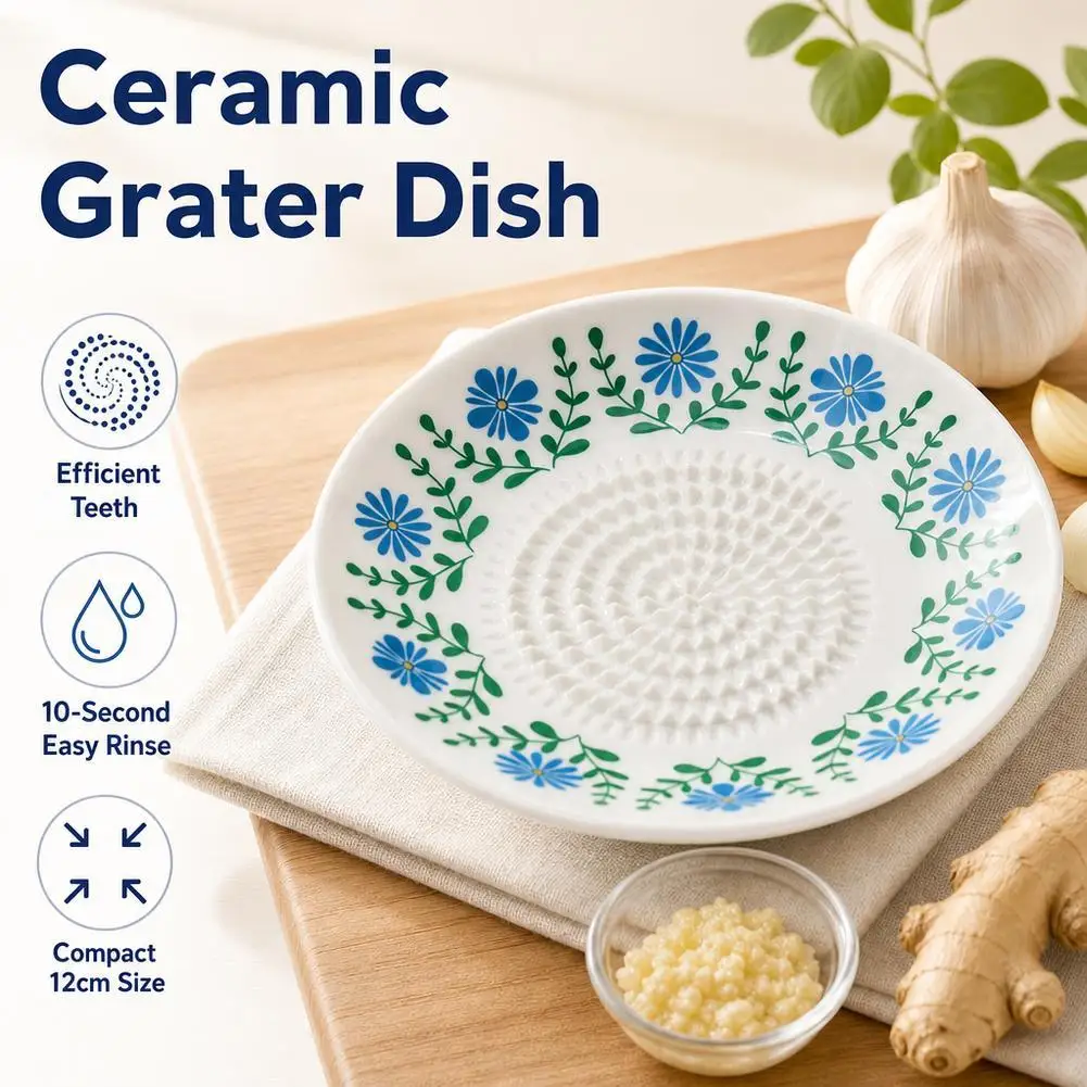 Ceramic Ginger Grater Plate Garlic Grating Disc Manual Vegetable Fruit Grinding Tool For Kitchen Food Puree Masher