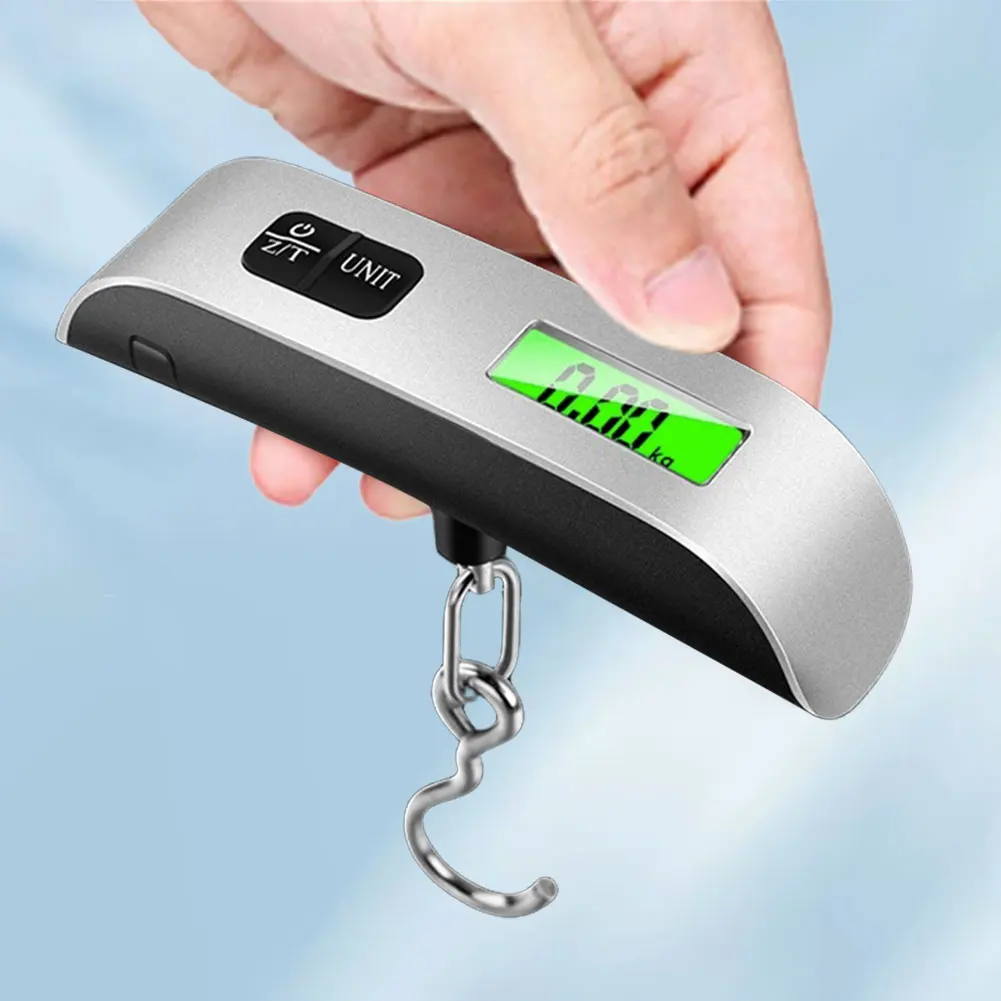 50kg/110lb Electronic Hanging Suitcase Travel Weighs LCD Display Pocket Electronic Suitcase Travel Scale Hand Luggage Scale