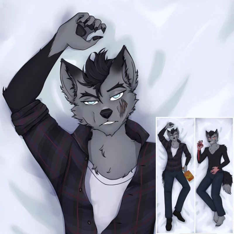 

Dakimakura Anime Pillow Case Animal Orcs Werewolf Double-sided Print Of Life-size Body Pillowcase Gifts Can be Customized