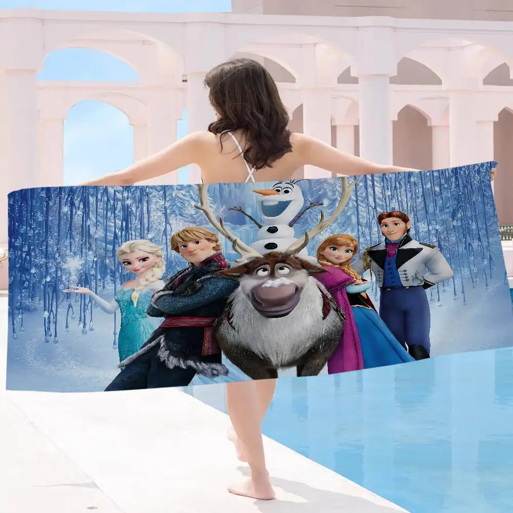 Toalla de baño de microfibra con dibujos animados de Frozenes, suave, absorbente, transpirable, para niñas, toalla de playa decorativa con dibujos animados