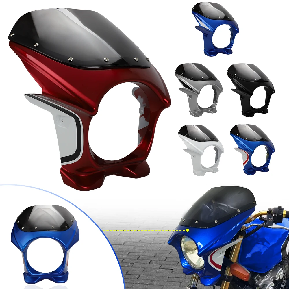 Motorcycle Front Headlight Fairing Cover Windshield Headgear For Honda CB400 Universal 7inc Headlamp Street Car Head Guide Cover