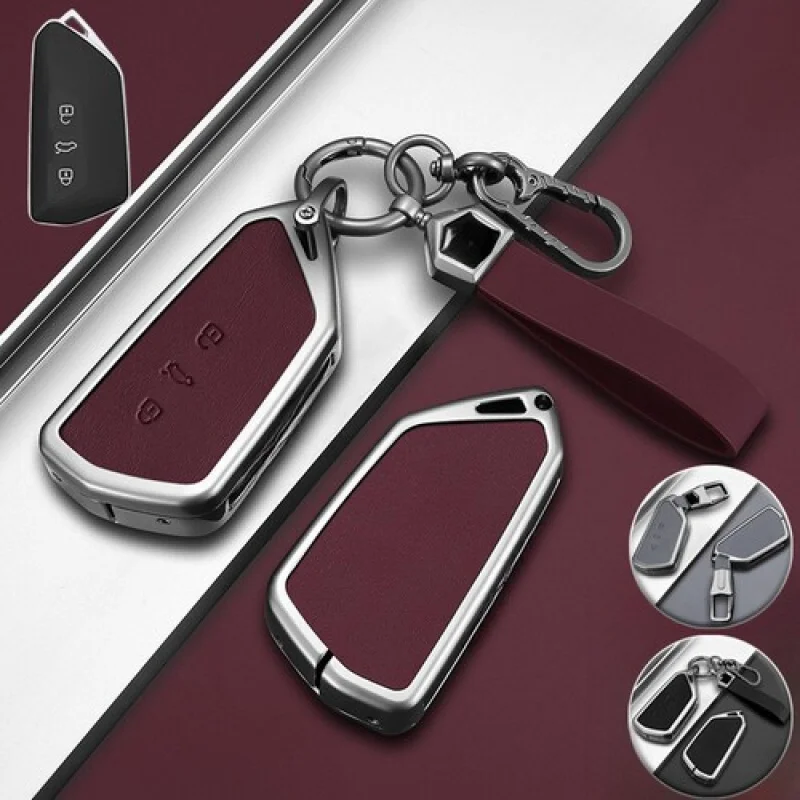 A + غطاء حافظة مفاتيح السيارة من الجلد من سبائك الزنك لمقعد VW ID.3 ID.4 Golf 8 Mk8 GTI GTD R #1