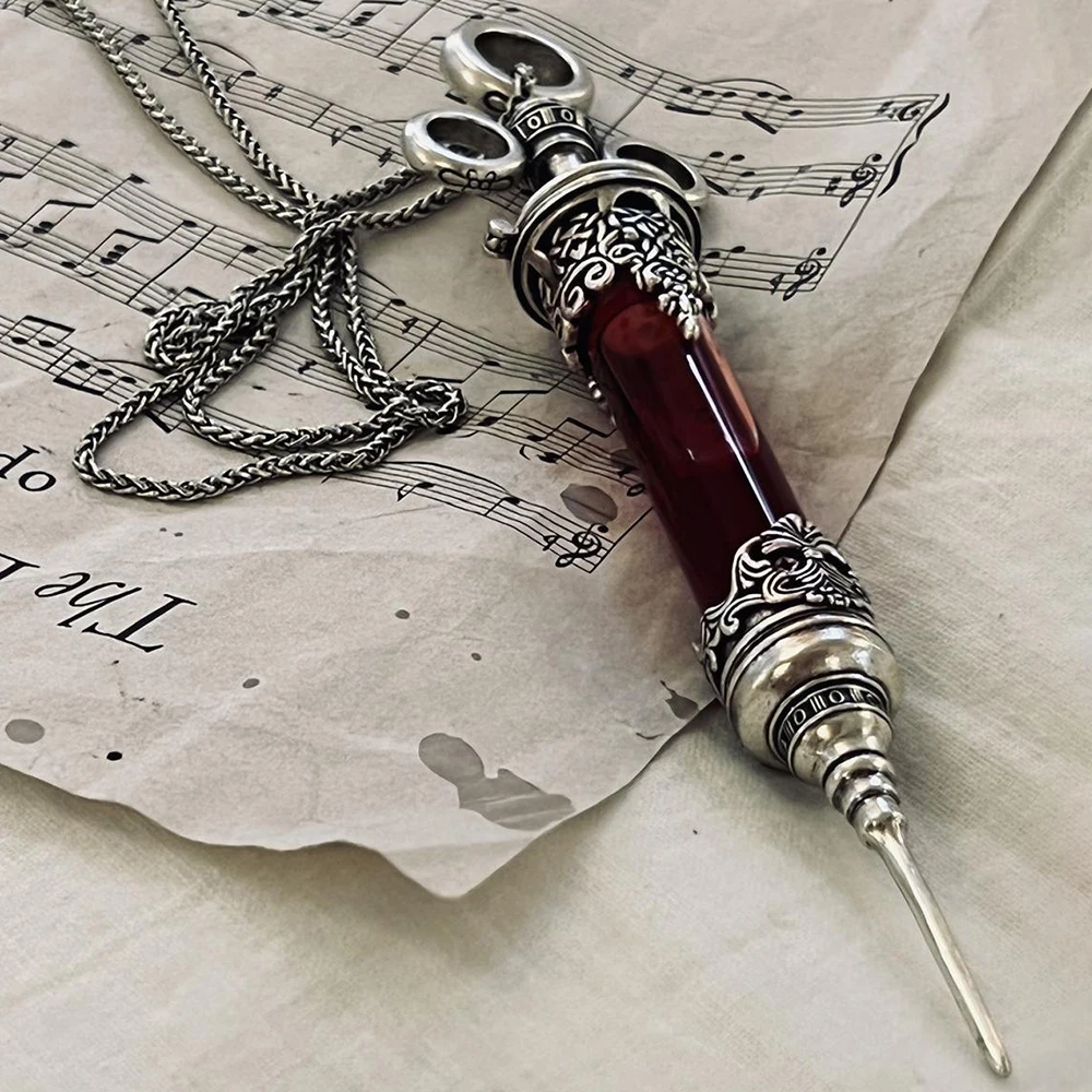 Gothic Victorian Witch Magic Potion Bottle Necklace Retro Metal Pendant Chain Medieval Halloween Choker Adult Jewelry Accessory