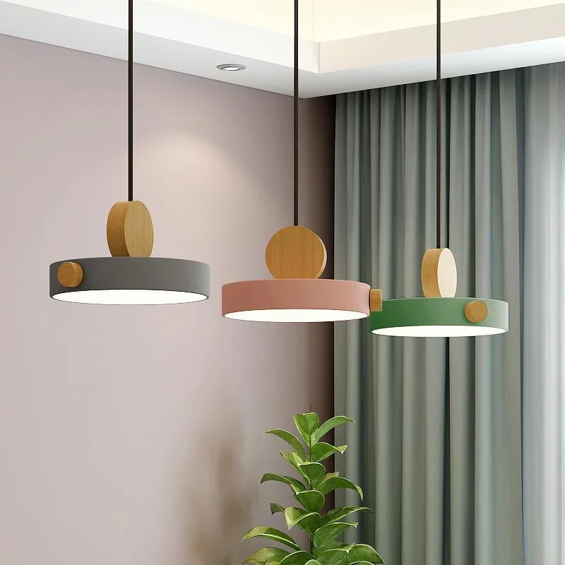 

Nordic LED Pendant Light Minimalist Wooden Macaron Indoor Decorative Light For Living Room Dining Room Bedroom Study Home Decor