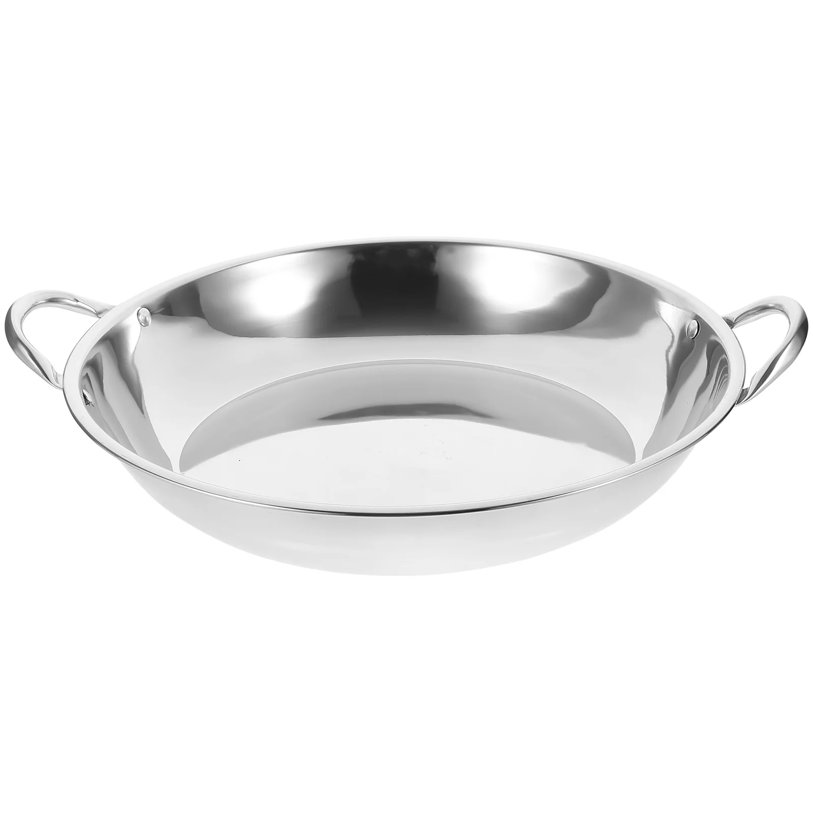 Wok Stainless Steel Griddle Small Cooking Pot Pan with Handle Saute Silver Stock Individual