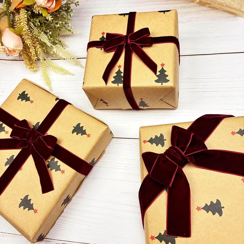 1/1.5/2.5 سنتيمتر شريط مخملي ل اليدوية هدية باقة التفاف لوازم عيد الميلاد توبر القوس صنع أشرطة ديكور المنزل الطرف