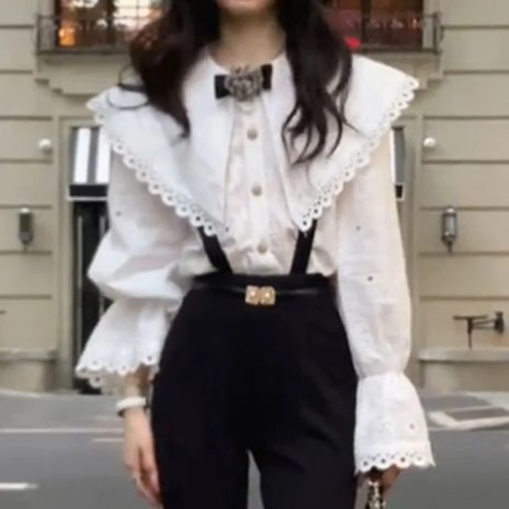 

Commuter style elegant suit women's lace hollow shirt non-collision suit new temperament casual pants