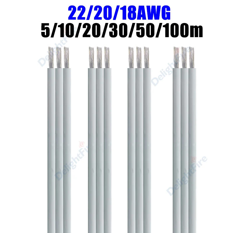 3Pin Electrical Wire 22/20/18AWG 5/10/20/30/50/100m Flexible LED Extension Cable For 5050 3528 WS2812B LED Strips Bulb Lamp