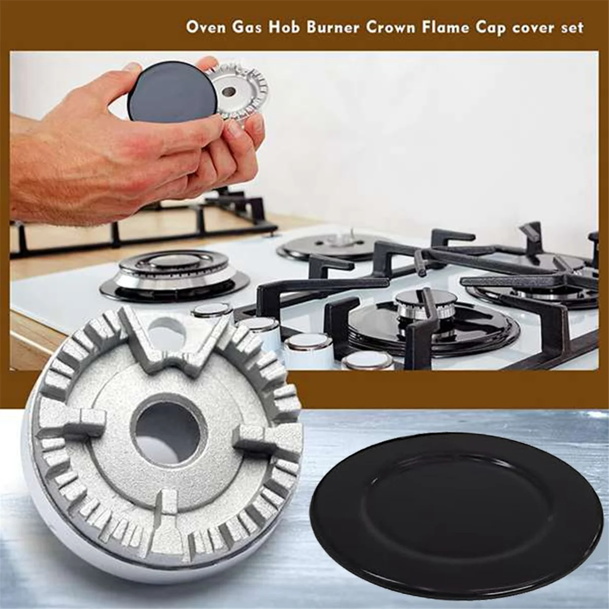 Набор шляп для плиты Крышка плиты, крышка горелки газовой плиты для духовки Коронка пламени, модернизированная крышка пламени газовой горелки Подходит для большинства горелок газовой плиты