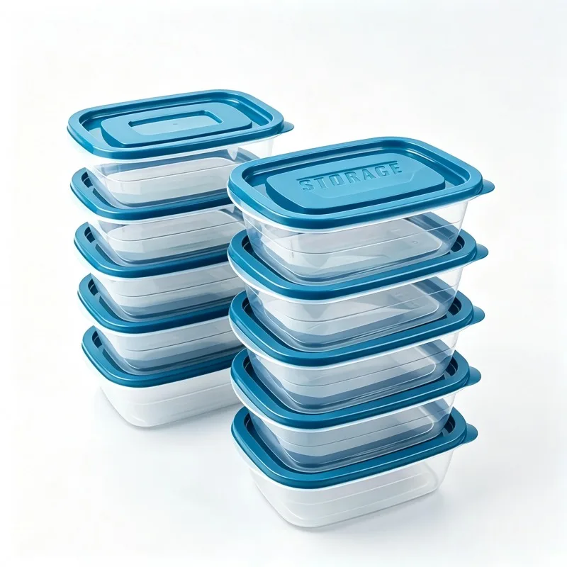 5 Pack Airtight Stackable Food Containers, Microwave Dishwasher Safe Storage Boxes for Kitchen Freezer
