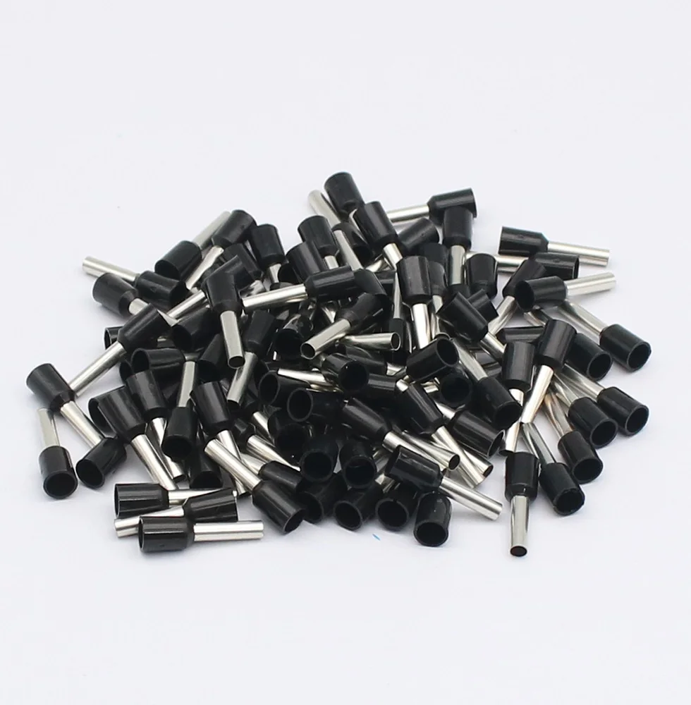 100pcs/Pack E0508 E7508 E1008 E1508 E2508 Insulated Ferrules Terminal Block Cord End Wire Connector Electrical Crimp Terminator