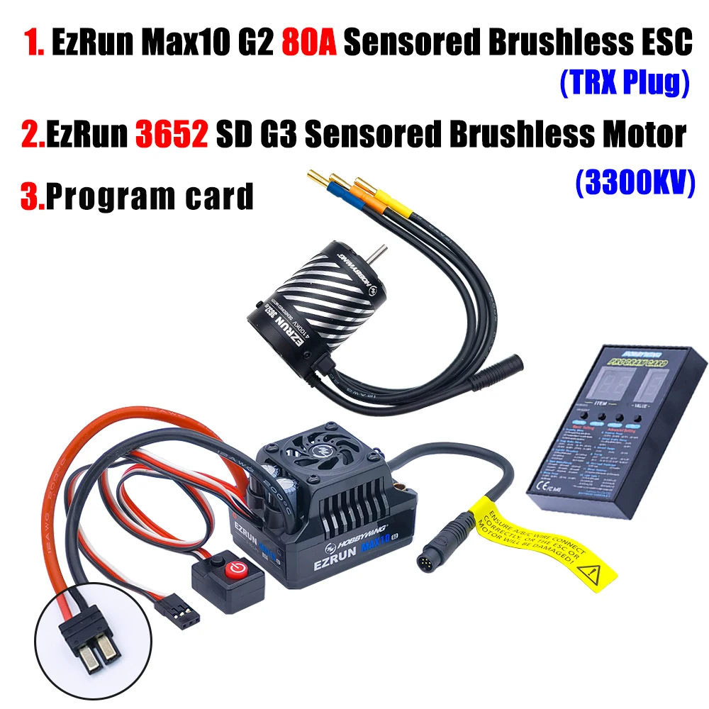 車のhobbylining-ブラシレスモーターmax10 g2 80a,3652 sd g3 5400