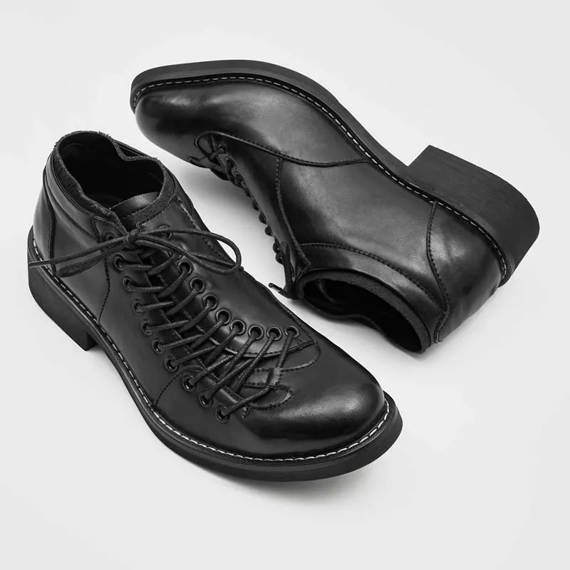 New Men Thick Soled Pointed Men Shoes with A Light Luxurious Upturned Toe A Stylish and Trendy Men Shoe with Diagonal Straps