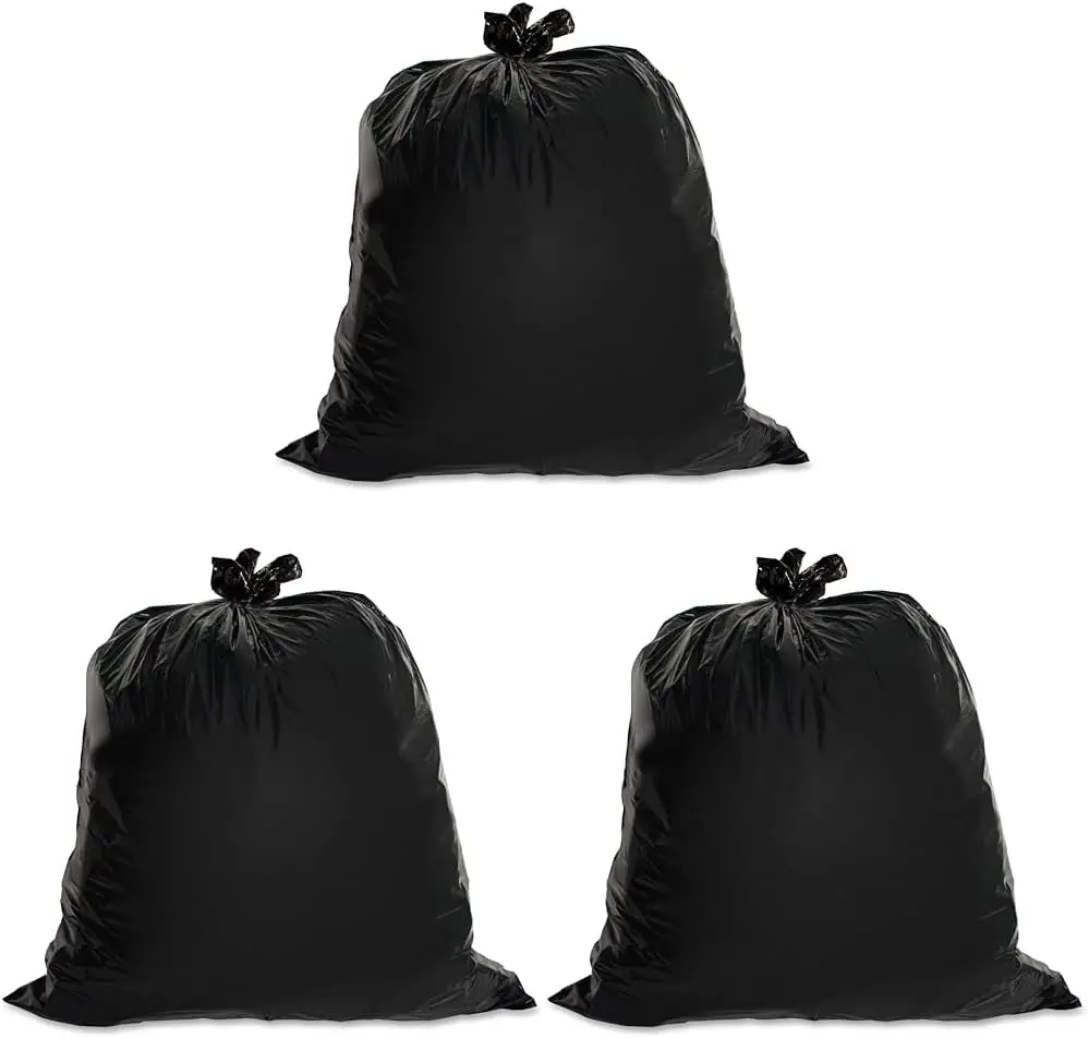 

Heavy-Duty Trash Bags, 1.5 Mil Thickness, 40-45 Gallon Capacity, Black Color, Pack of 3 with 50 Count Each