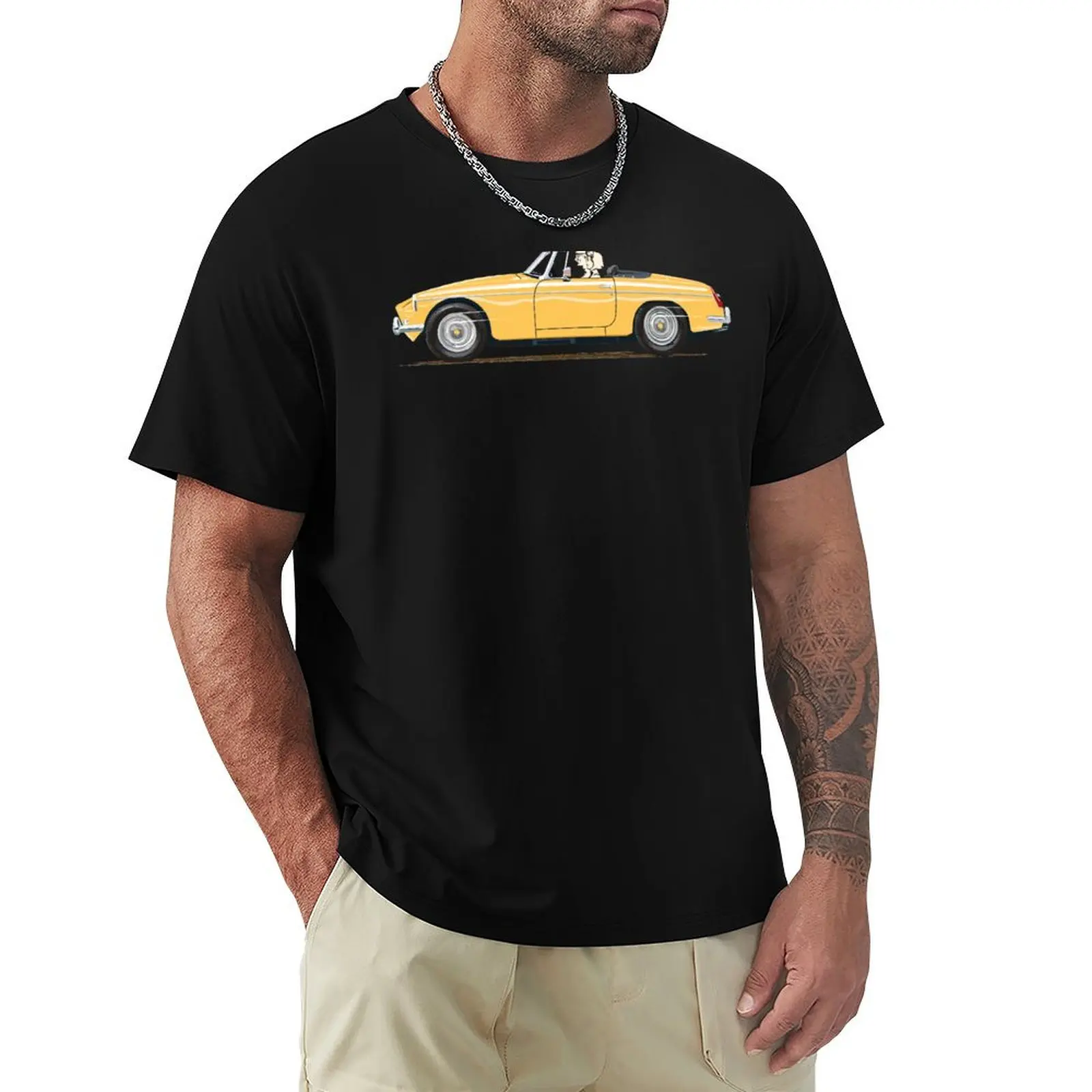 Bronze Yellow 'B' – the Classic British Sports Car T-Shirt Large Size Soft Cotton T-Shirt