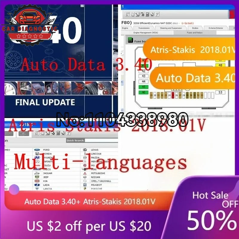 2026 Hot Sale  Auto Data 3.40 Vivid Workshop Data+Atris-Stakis Technik 2018.01V Multi languages Auto Repair Software Spanish