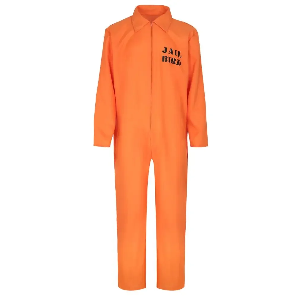 Adult Carnival Orange Prisoner Costume Men Women Cosplay Jumpsuit Roleplay Outfits Fantasy Halloween Carnival Clothes Uniform
