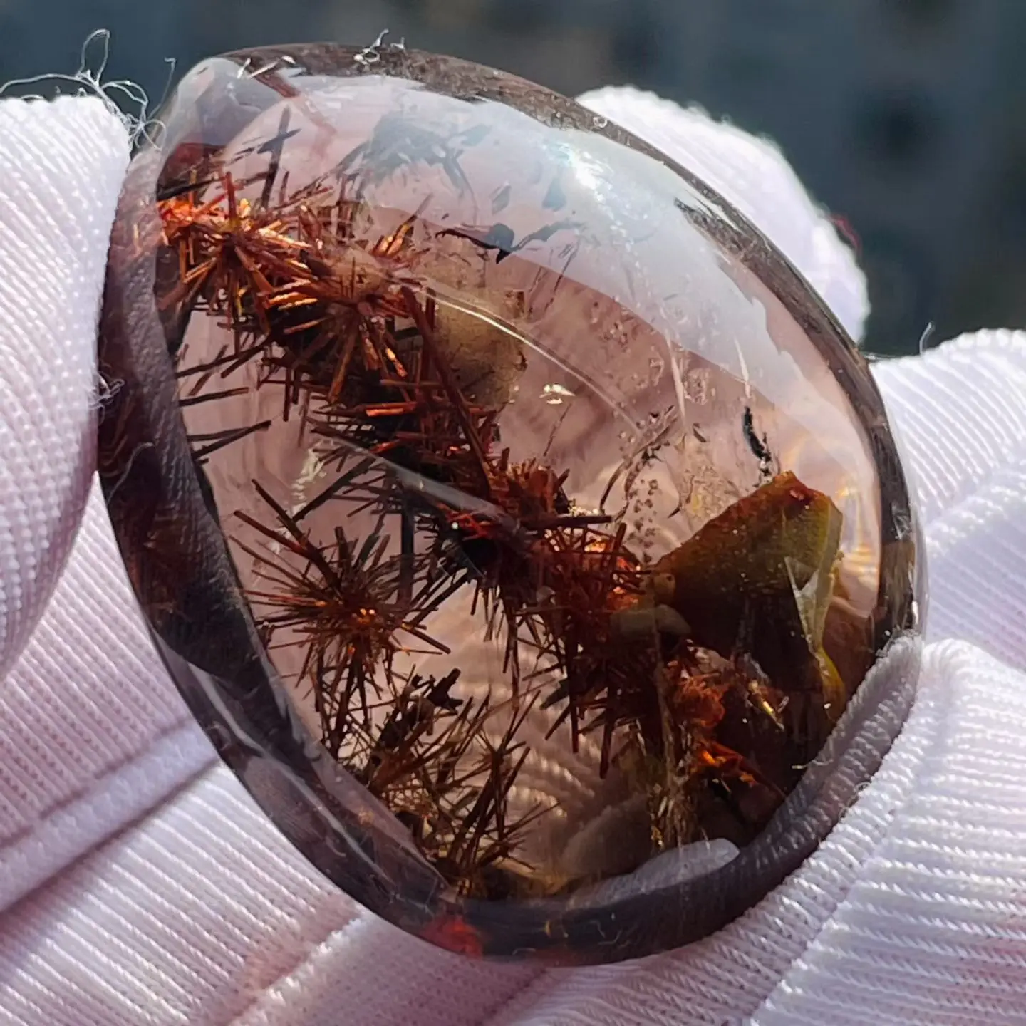 

Подвеска из натурального медного рутилированного кварца, прямоугольный рутилированный кварц 35x27x16 мм для мужчин и женщин, Бразилия AAAAAAA