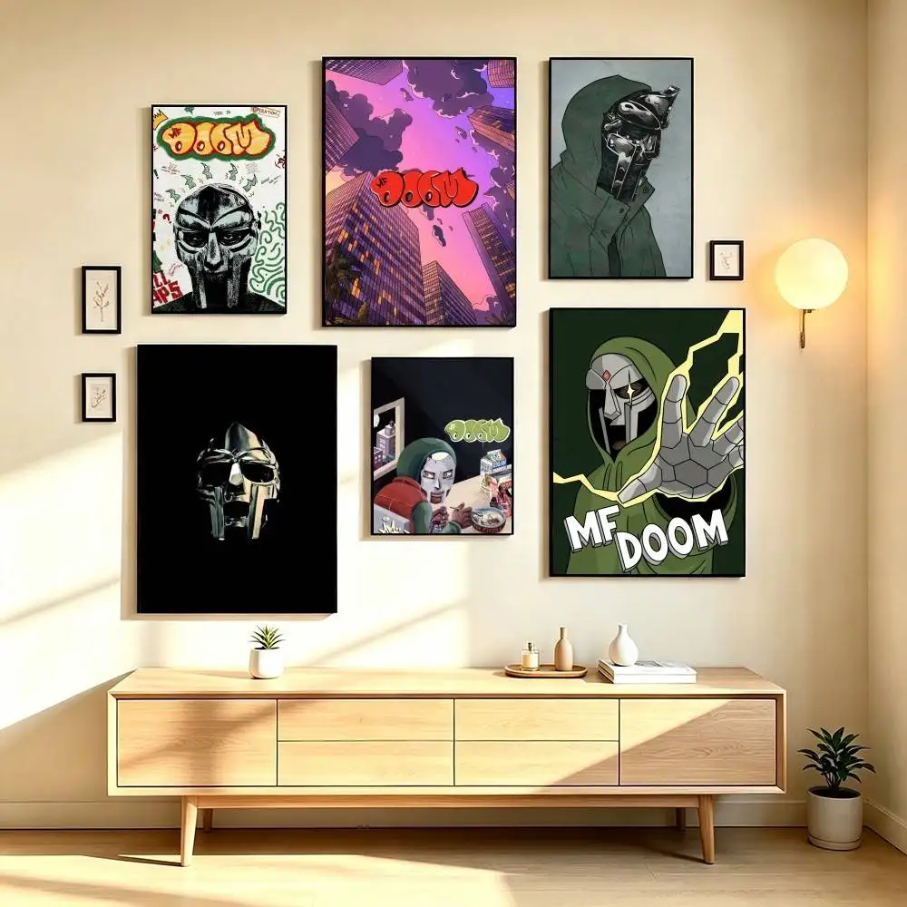 M-MF DOOM Mask Rapper  Poster Waterproof Wall Art Sticker For Bar Living Room Vintage Decor High Quality Print Gift