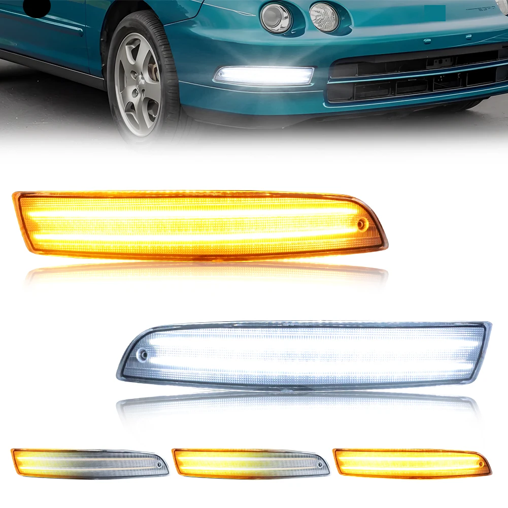 

2Pcs Front Bumper Parking Light DRL Light Turn Signal Light W/Sequential Dynamic LED For 1994 1995 1996 1997 Acura Integra