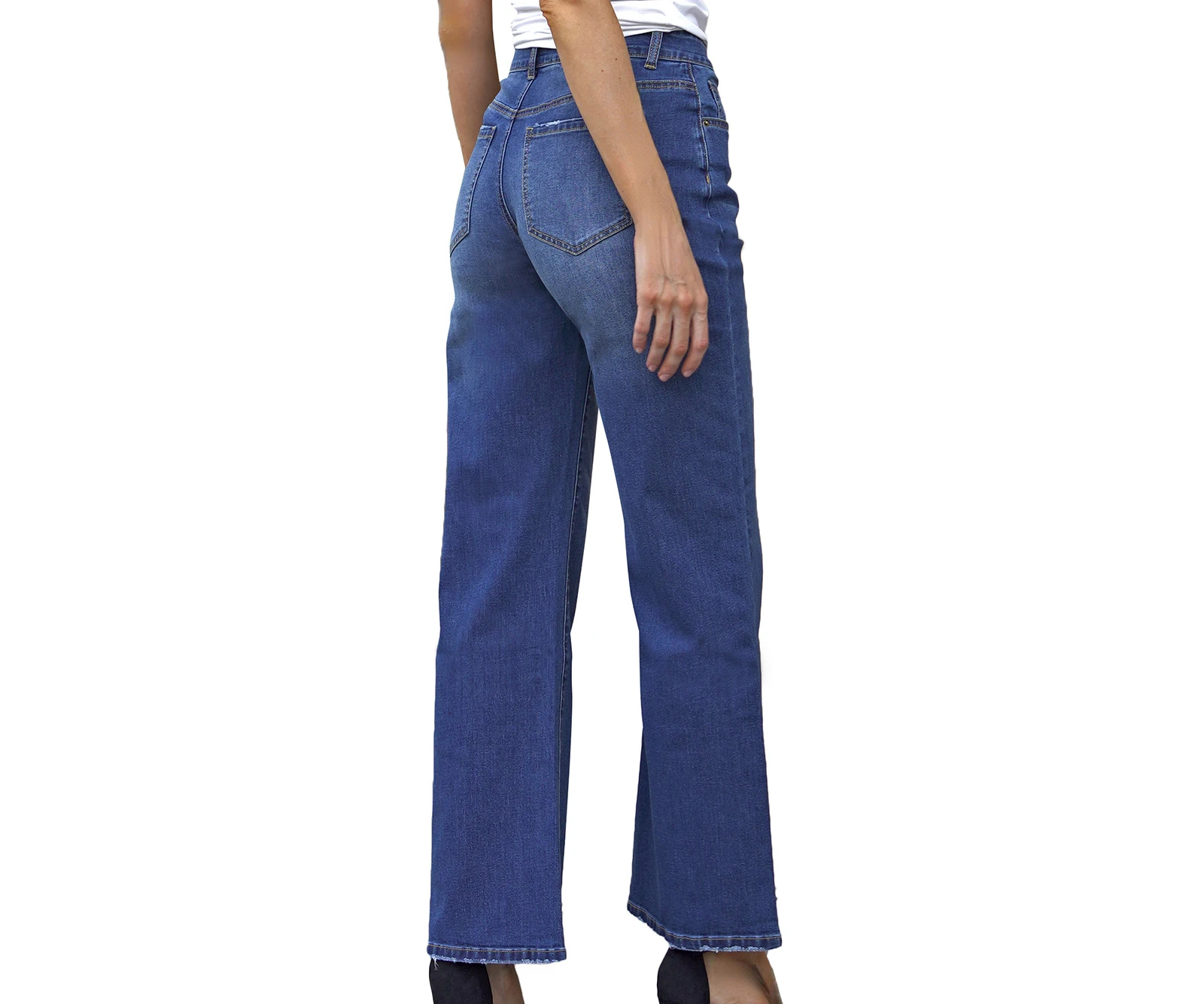 Damenmode neue Frühling und Sommer lose weites Bein hohe elastische Jeans hose lässiges Büro All-Match Jeans Damen hose lang