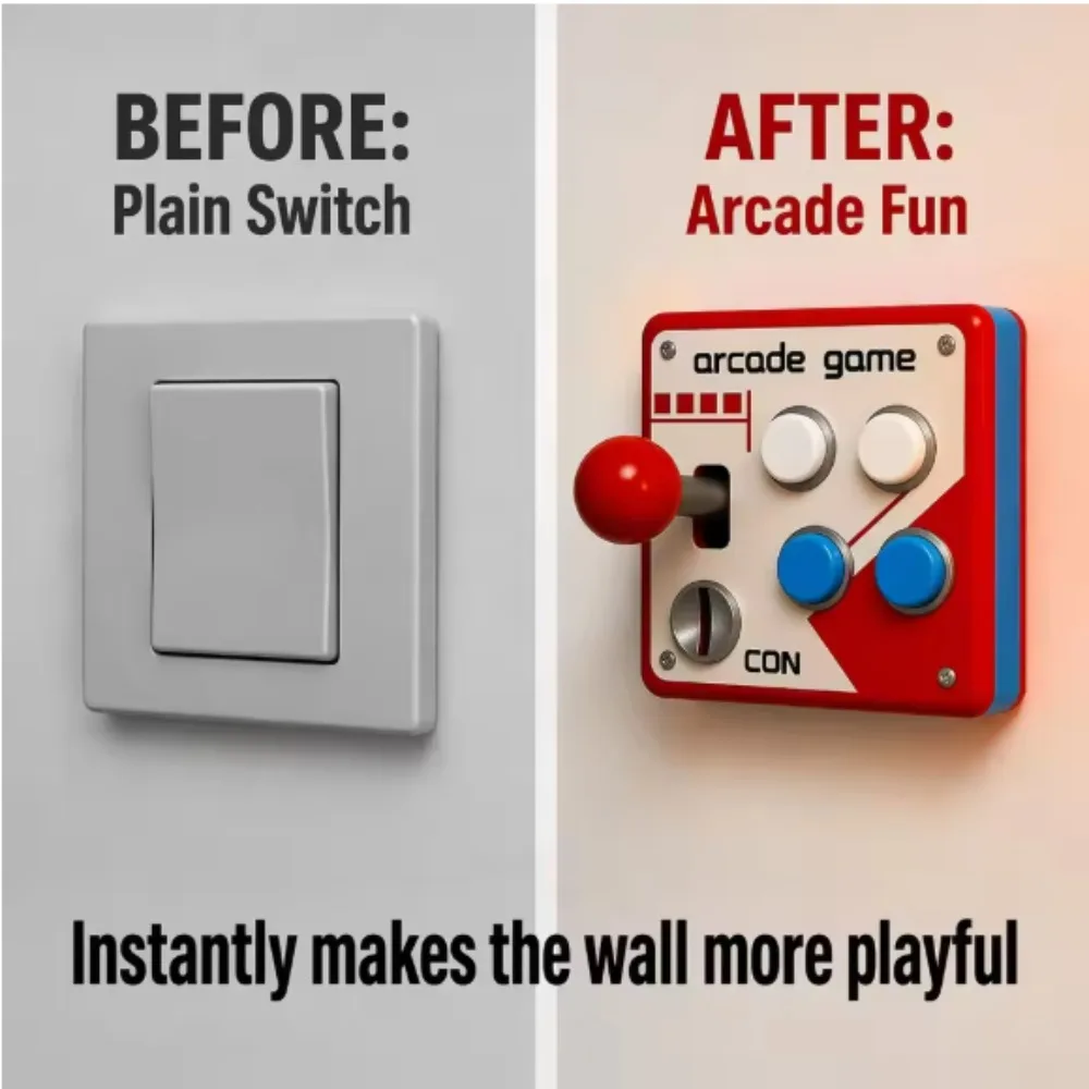 Cache-prise de joystick rétro pour borne d'arcade, décoration murale 3D imprimée sans perçage pour salle de jeux, cadeau nostalgique cool pour les passionnés de jeux
