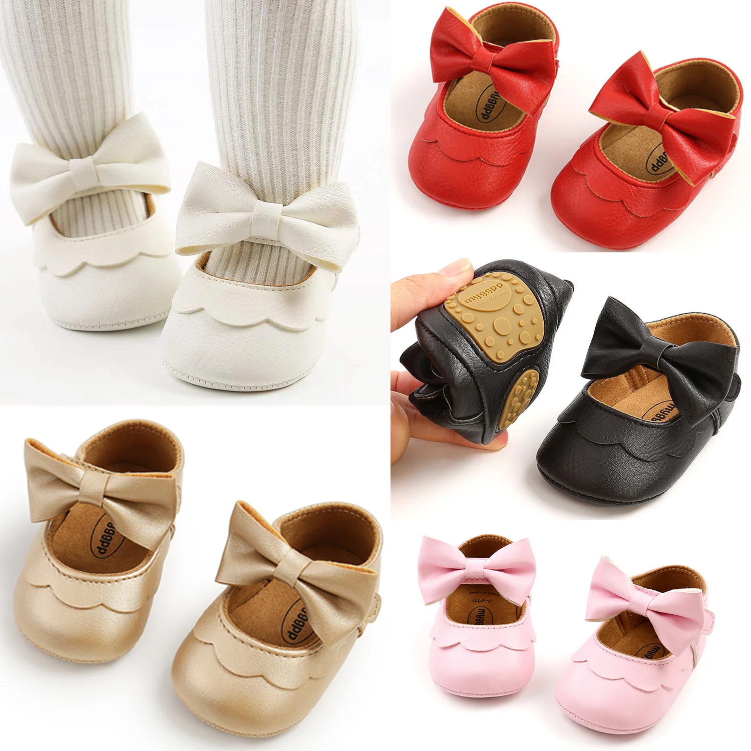 أحذية ماري جين للفتيات الصغيرات مع فيونكة غير قابلة للانزلاق ونعل ناعم من جلد البولي يوريثان لحديثي الولادة والأطفال الصغار أحذية ووكر سيرب #1