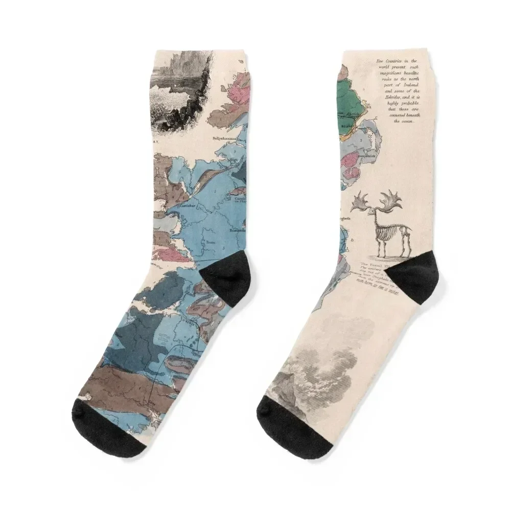 Ireland Vintage Map 1850 Socks christmas gift kids summer Women Socks Men's