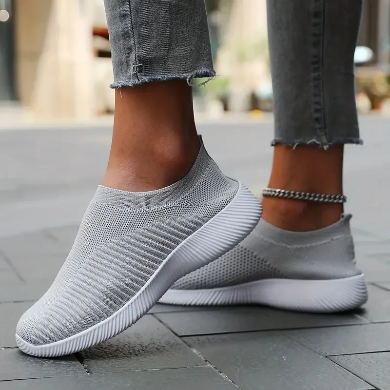 Summer Women Shoes Mesh Sneakers Flats Woman Loafers Solid Color Ladies Walking Outdoor Lightweight Low Top Plus Size36-42