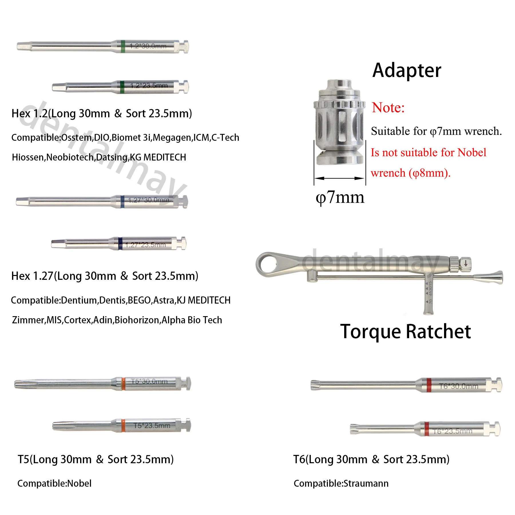 

Dental Universal Implant Driver Hex Screwdriver Latch Torque Wrench Ratchet Adapter