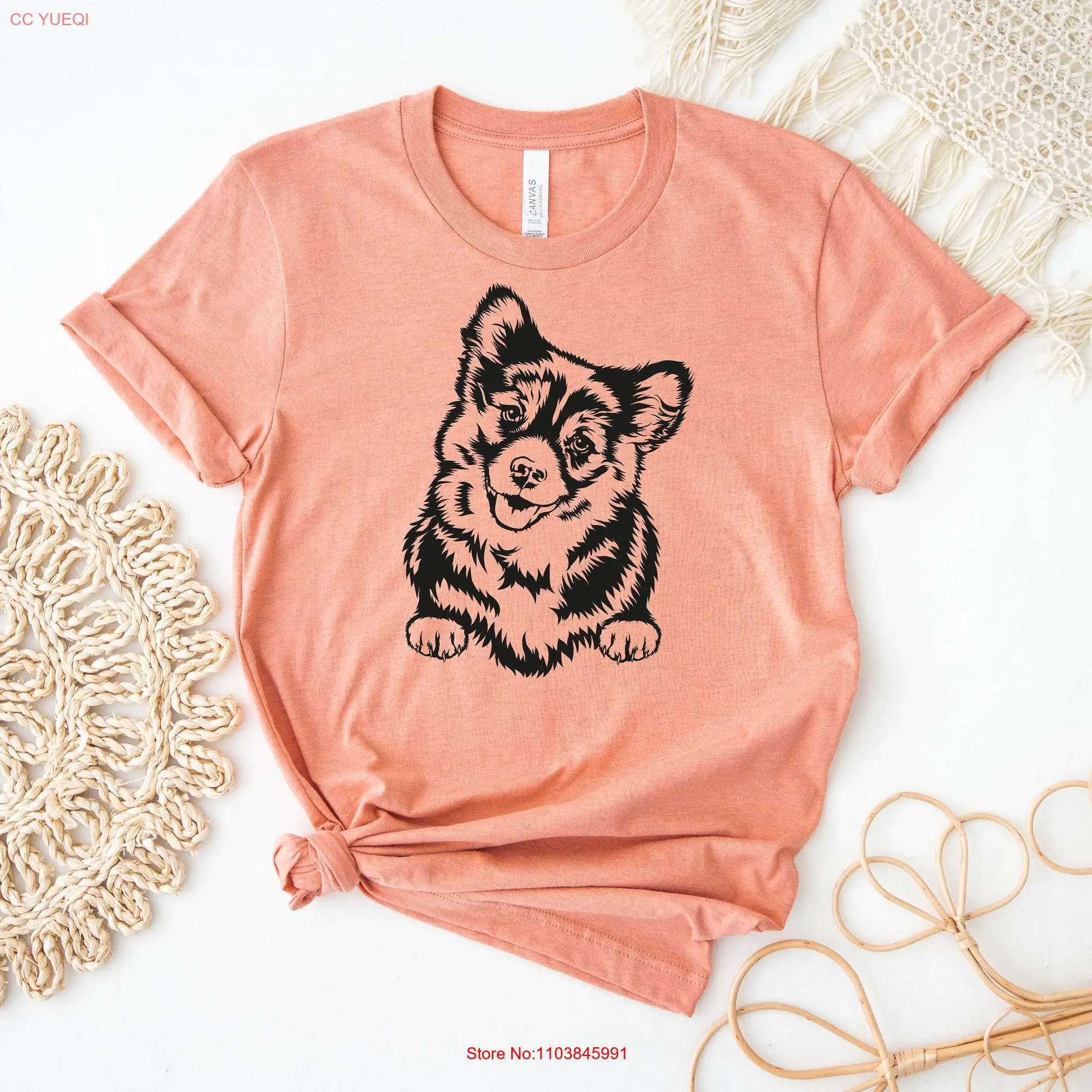 Футболка Corgi Dog с длинным или коротким рукавом для влюбленных мамочек