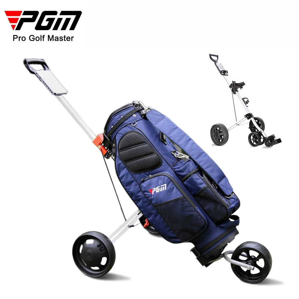 2026 New PGM Foldable 3‑Wheel Golf Push Pull Trolley Lightweight Hand Cart Golf Course Carrier for Golf Bags