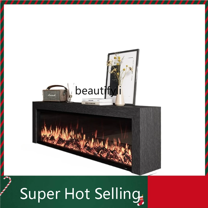 

D071 Light Luxury Fireplace TV Cabinet Black Oak Simplicity Fireplace Cabinet Simulation Flame Electric Fireplace Decoration She
