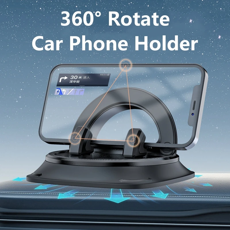 Supporto per telefono da auto con rotazione a 360 ° tappetino per cruscotto supporto antiscivolo antiscivolo con bloccaggio automatico per staffa