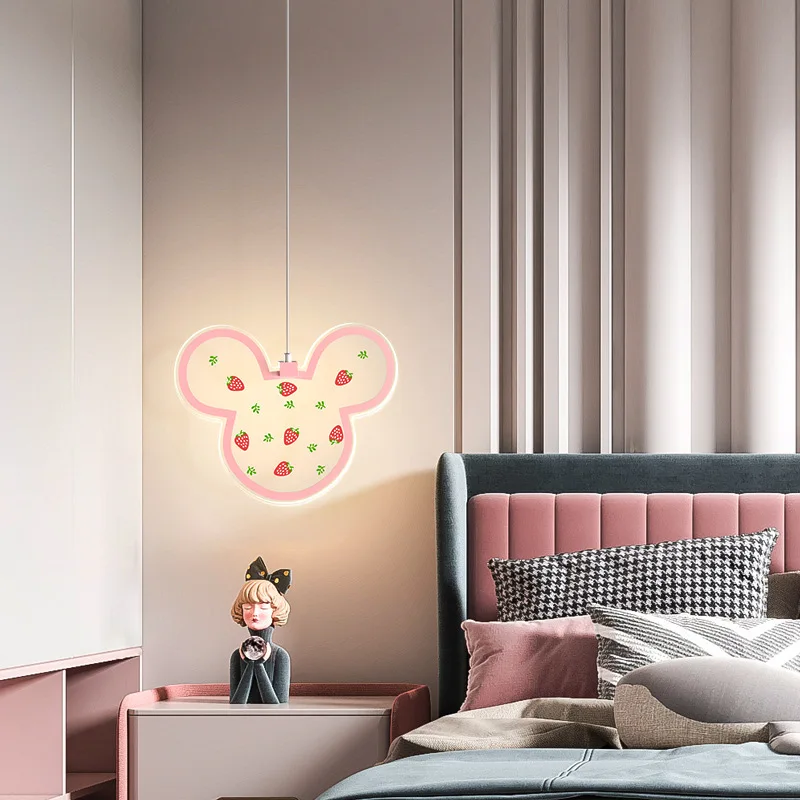 

Cute Cartoon Led Chandelier Lights Children's Room Bedroom Bedside Pink Acrylic Lamp Girl Cartoon Room Wall Decor Home Luminaire