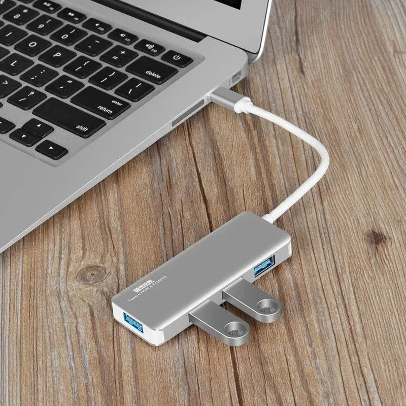 Usb Hub3.0 Hub Multi Usb Splitter 4 Port, Expander beberapa Usb3 Hab dengan fungsi USB-C menggunakan adaptor untuk Laptop adaptor tipe c