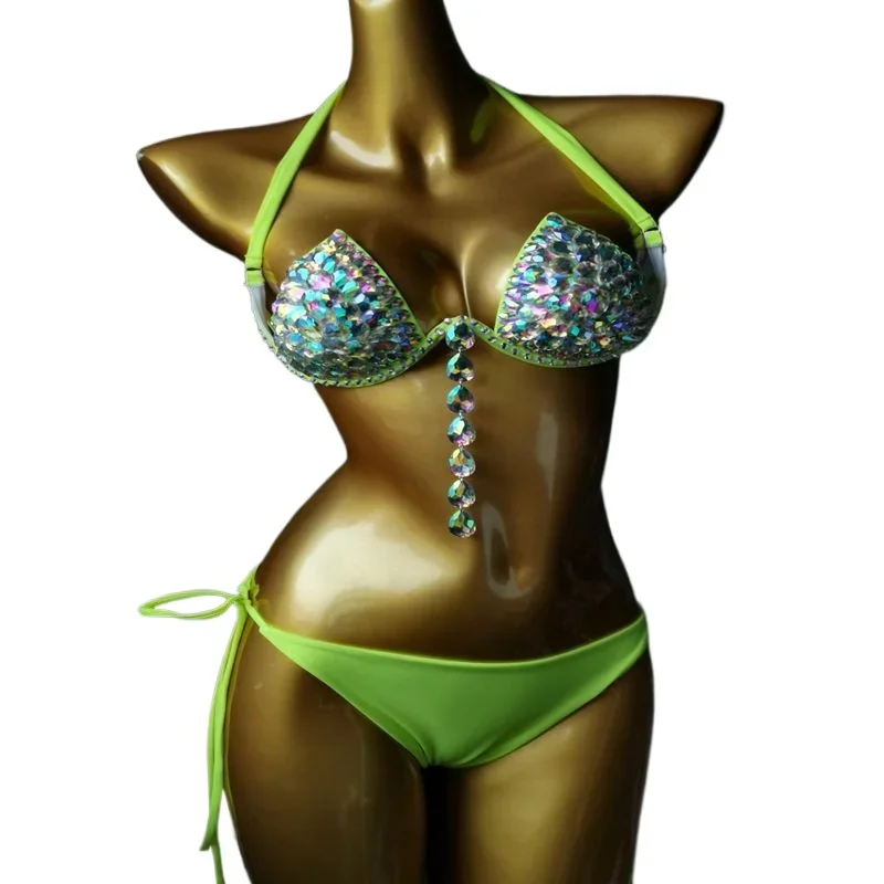 New Steel Tray Hard Cup Bikini Diamond Swimsuit