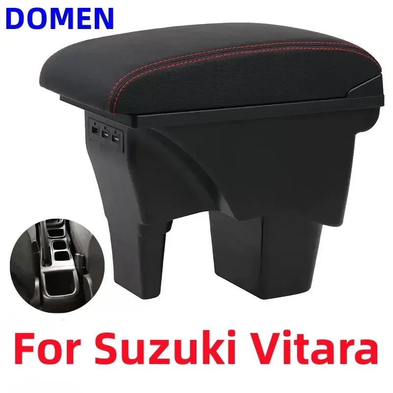 

For Suzuki Vitara Armrest box central storage box car accessories Car Armrests USB LED light Easy to install