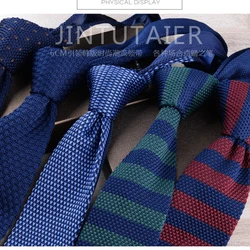 Narrow 6CM Knitted Necktie For Men Korean Style Casual Wool Knitting Neck Tie Dot Striped Cravat Shirt Accessories Suit Neckwear