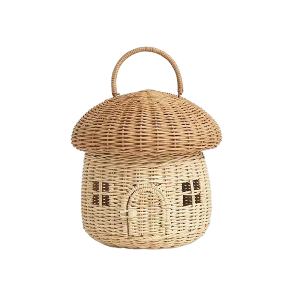 

Fiber Cartoon Mushroom Basket Spacious And Stylish Desktop Storage Accessories Natural Original Materials Are Safe