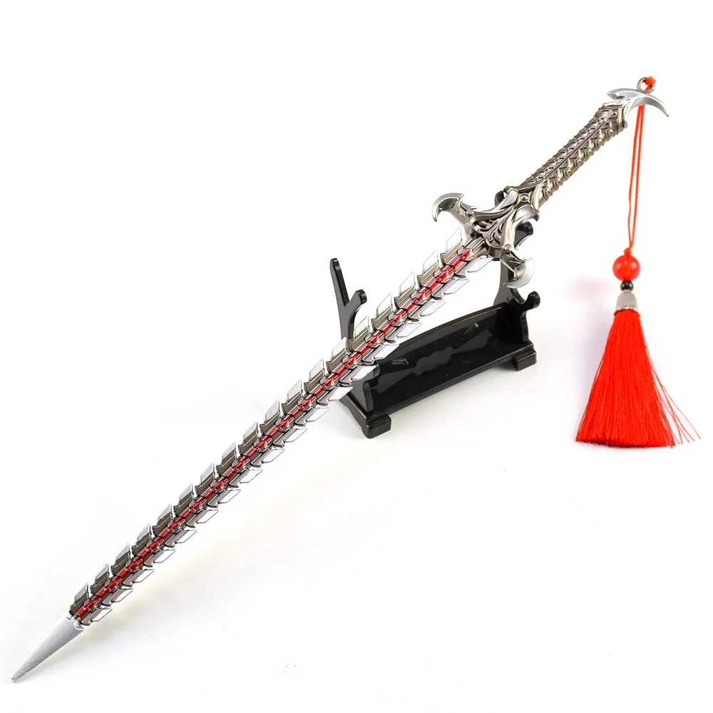 Juego de missão de 22cm/8,66 pulgadas, arma periférica, modelo de hoja de serpiente, baile de serpiente plateado, espada de juguete de 30cm, regalo de Festival para niño, modelo totalmente metálico