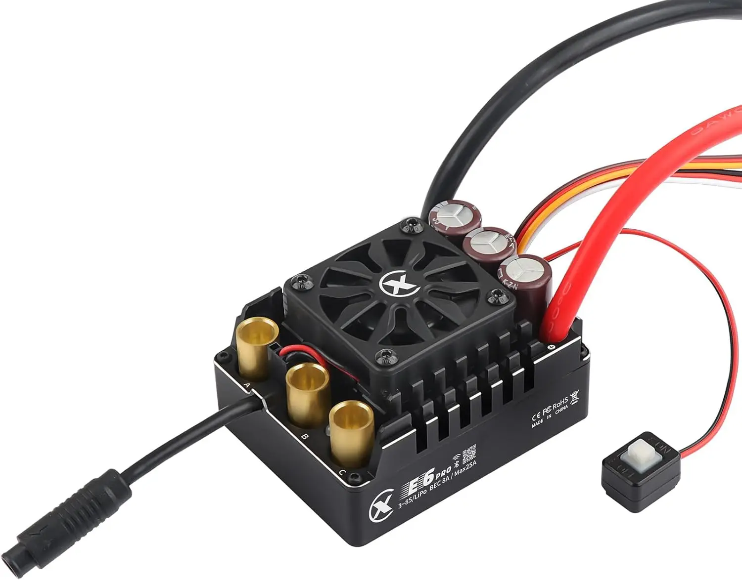 Sensored Brushless RC Car ESC, 3-8S LiPo, 300A Continuous Current, 8-25A BEC (6.0/7.4/8.4V), Efficient Protection, Supports Turbo Timing & App Control, for 1/6 1/7 Scale RC Vehicles