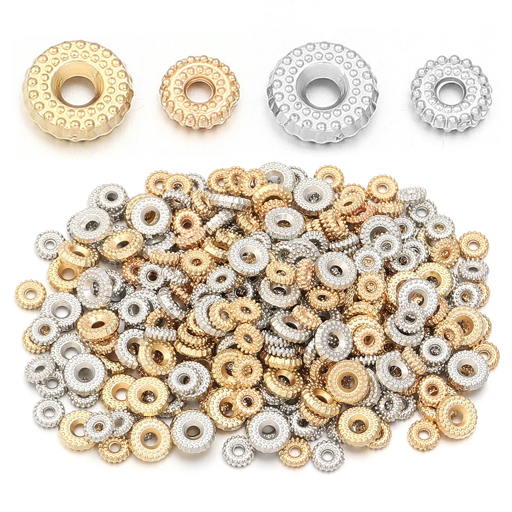 200 pz/lotto CCB Cerchio Perline Allentate Del Distanziatore Piatto Rotondo Foro Grande Perline Per La Produzione di Gioielli FAI DA TE Collana Del Braccialetto Accessori