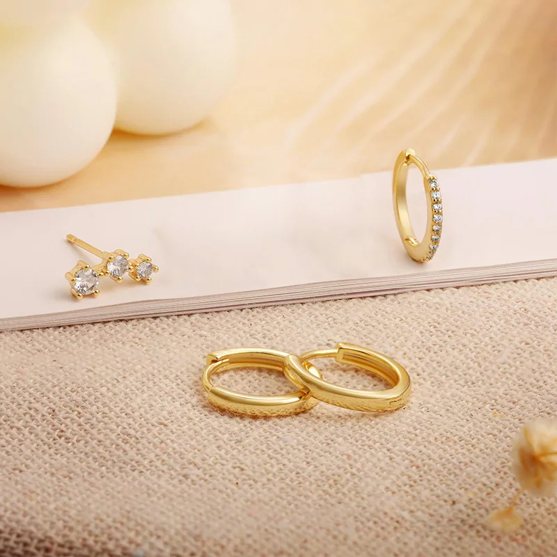 Simple Earrings for Women With Zircon New in Earrings Hoops Woman Trend 2024 Stainless Steel Gold Color Hoop Fashion Jewelry