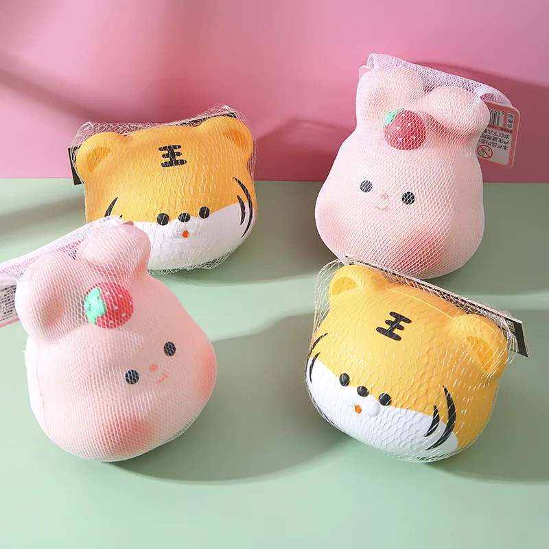 

Ring Finger Small Tiger Rabbit Ji Squishy Toys Cartoon Entertainment Squeezing Toy Doll Animal Children Press Decompression