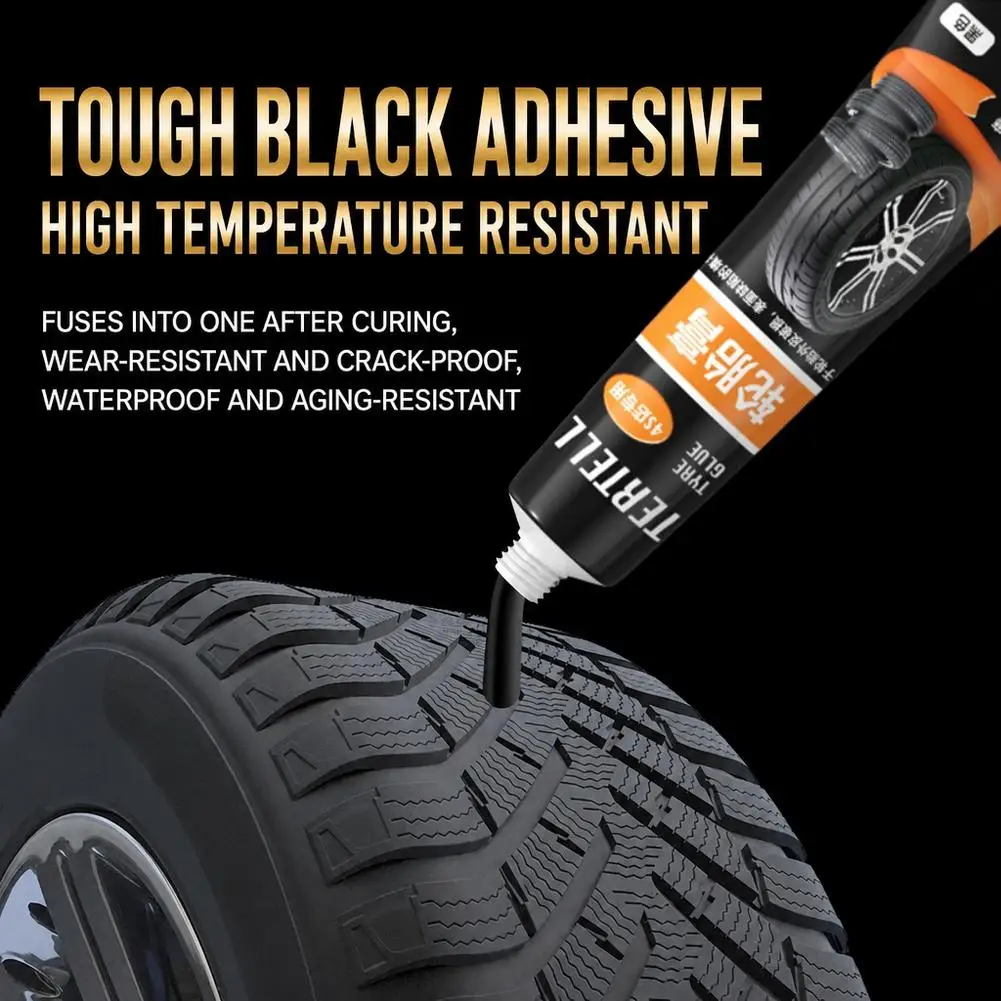 Car Tire Repair Glue Black Liquid Rubber Adhesive For Sidewall Crack Scratch Peeling Repair Waterproof Quick Fix Paste