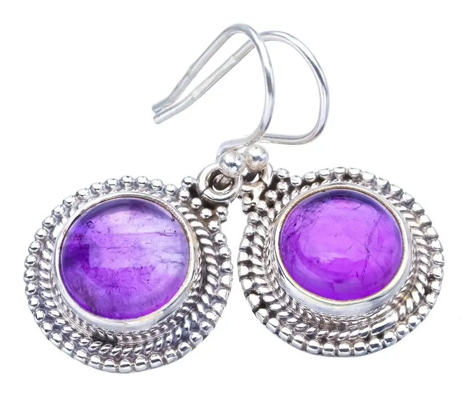 

StarGems® Natural Amethyst Handmade 925 Sterling Silver Earrings 1.25" F5616