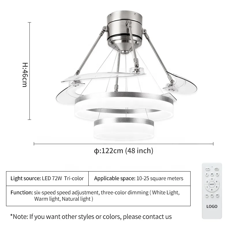 2040A 110v 220v Modern remote control bladeless ceiling fans with lights lamp led designer luz con ventilador oculto techo