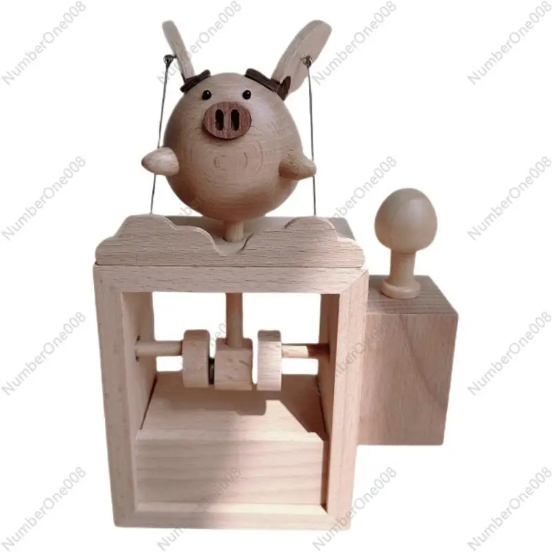 Handmade Wooden Flying Pig, Electric Dynamic Display Sculpture, Trendy Creative Desktop Souvenir Gift